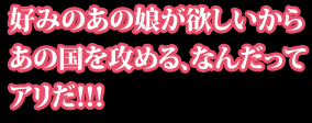 好みのあの娘が欲しいからあの国を攻める、なんだってアリだ！！！